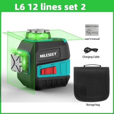 Mileseey Laser Level 2/5/12 Lines 3D Red/Green Rechargeable Gauge Self-Leveling Vertical Cross Leveling with Tripod For Home