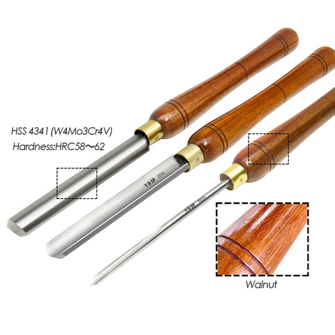 TASP HSS Roughing Spindle Gouge Woodturning Tools 25 &amp; 22mm Woodworking Turning Chisels with Walnut Handle for Lathe
