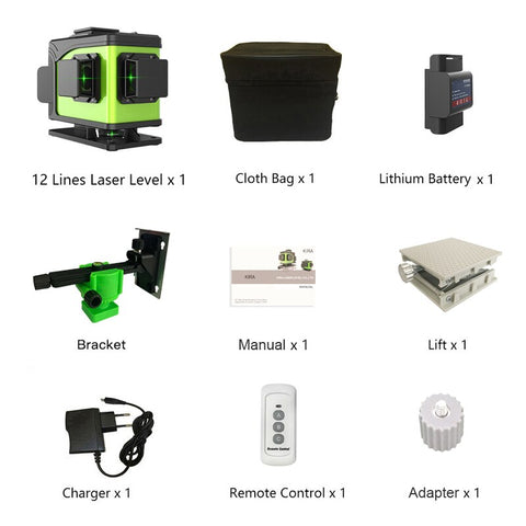 KIRA 16 Lines 4D Laser Level green line Self-Leveling 360 Horizontal And Vertical Super Powerful Laser level green Beam laser le