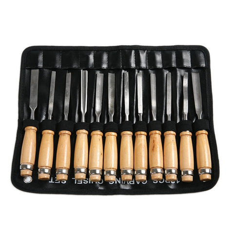 Krachtige 12PCS Wood Carving Hand Chisel Set Woodworking Professional Lathe Gouges Tools