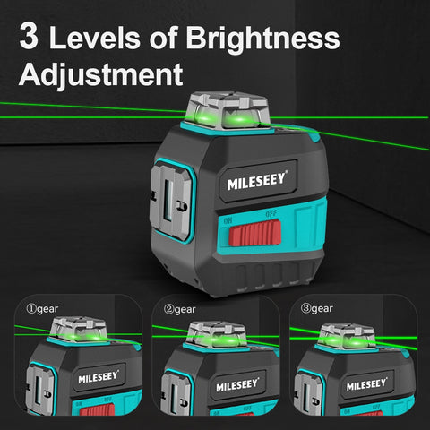 Mileseey 5 Lines 12 Lines Green Laser Level  3D nivel laser leveler professional carbon tripod for laser level Red
