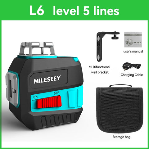 Mileseey Laser Level 2/5/12 Lines 3D Red/Green Rechargeable Gauge Self-Leveling Vertical Cross Leveling with Tripod For Home