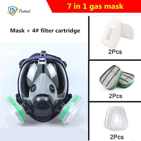 6800 Dust/Gas Mask With Filters Cottons Full Face Respirator For Spray Paint Coating Chemical Industry Welding Anti-Fog Reusable