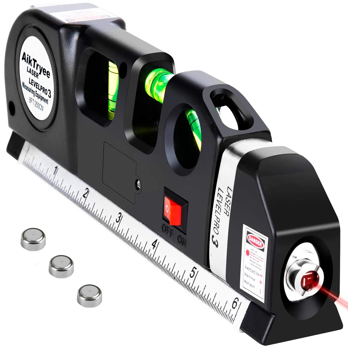 New Laser Level Horizon Vertical Measure 8FT Aligner Standard and Metric Rulers Multipurpose Measure Level Laser Black