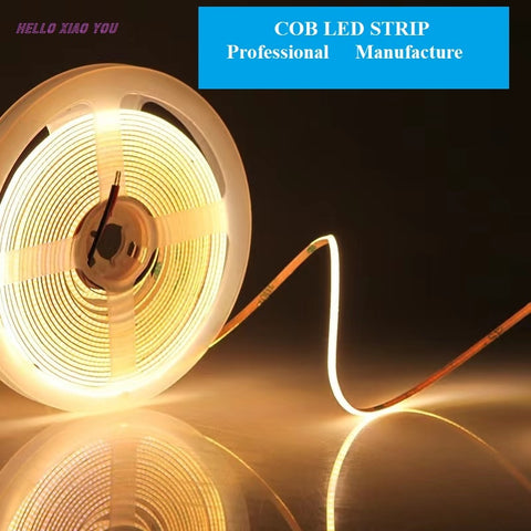 No Dark Spot, RA90 High Brightness/Density 5V/5m 12V/5m 24V/10m 220V/100m Waterproof COB LED Strip Light Flexible Light Belt