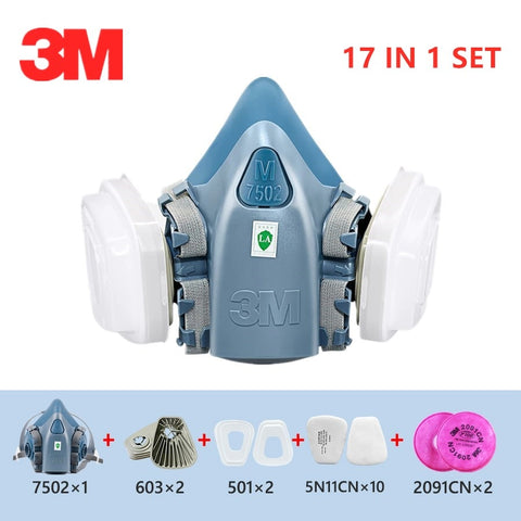 7/9/15/17in1 3M 7502 Gas Dust Mask Respirator Painting Masks Spray Filtering Replaceable Cotton 5N11 Welding Industry