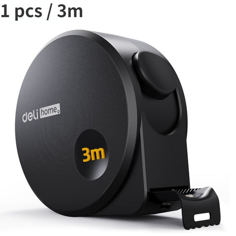 Deli Tools 1 Pcs 3/5 M Black Steel Material Measuring Tape Measure Multifunctional Household Woodworking Portable Measuring Tool