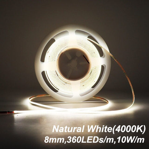 UL Listed COB LED Strip Light 480 528 LEDs/m 16.4ft High Density Flexible Tape Ribbon 3000-6500K RA90 Led Lights DC12V