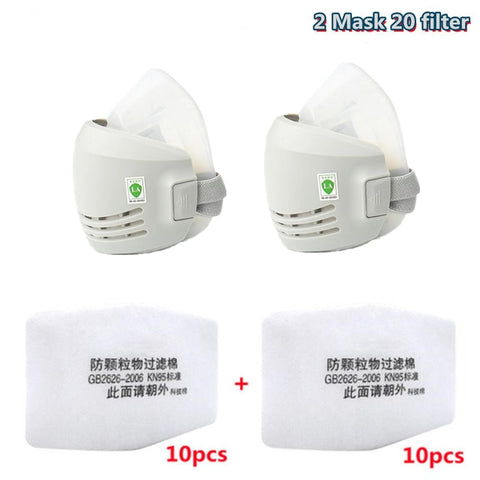 Dust Mask +20pcs Filter Cotton Respirator Half Face Dust-proof Mask Anti Industrial Construction Dust Haze Fog Safety Gas mask