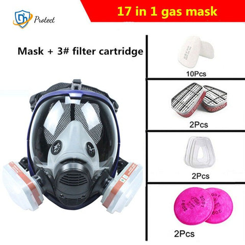 6800 Dust/Gas Mask With Filters Cottons Full Face Respirator For Spray Paint Coating Chemical Industry Welding Anti-Fog Reusable