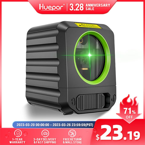 Huepar Cross Line Laser Level Portable 2 Lines Osram Green Beam Self-leveling Laser Tools For DIY Application лазерный уровень