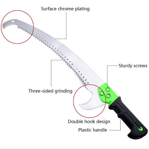 Pull Saw 530 Mm Hand Tool Slender Tenon Woodworking Precision Saw Telescopic Pole Double Hook Saw High Branch Pruning Saw