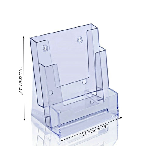 3 Grids Clear Business Card Holder Brochure Stand Pamphlet Card Desk Display Stand Holder Wall Mount Counter Top Use D5QC