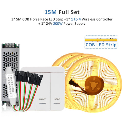 WS2811 IC COB Horse Race LED Strip Lights 24V 360LEDs/M Warm White 5M 10M 15M 20M Running Water LED Tape Lamp for Room Decor