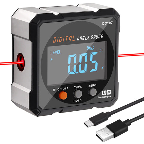 Four Side Magnets Electronic Protractor With Two- Sided laser Digital Angle Finder Level Laser Digital Protractor Inclinometer