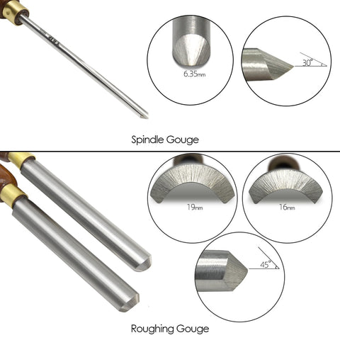 TASP HSS Roughing Spindle Gouge Woodturning Tools 25 &amp; 22mm Woodworking Turning Chisels with Walnut Handle for Lathe