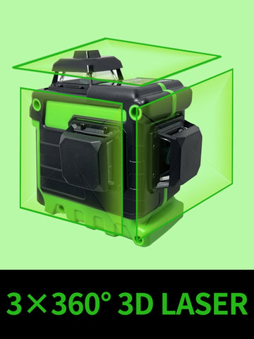 Pracmanu Laser Level 12 Lines 3D Level Self-Leveling Horizontal and Vertical Cross Super Powerful Green Laser Beams