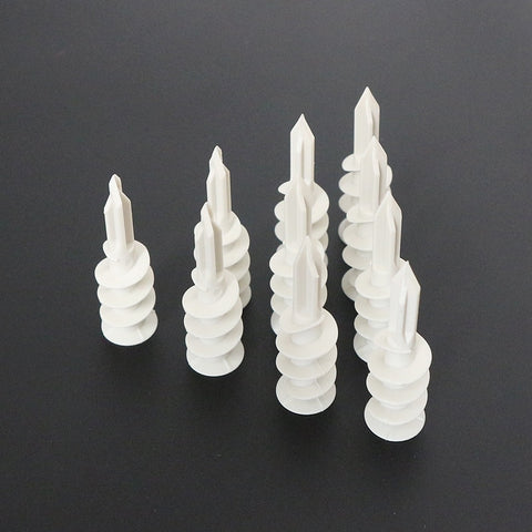 Freeshipping 12X32 14X42 Expand Nail Ribbed Plastic Anchor Expansion Pipe Tube Wall Plugs For Self-tapping Screws Wire Connector