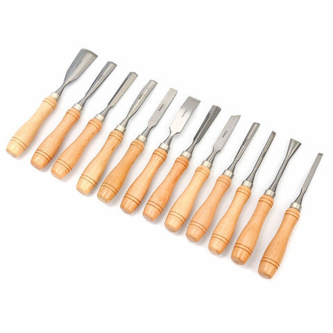 Woodworking tools 12 piece chrome vanadium steel woodworking chisel wooden box set woodworking chisel carving knife
