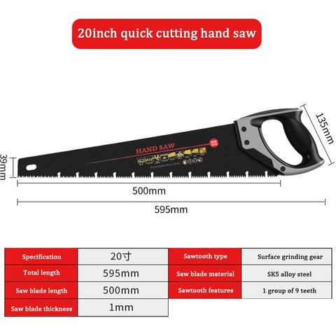 16/18/20 Inch Hand Saw Woodworking Hacksaw Japanese Saw Heavy Duty Extra Long Blade Camping Wood Pruning Modeling Cutting Tool