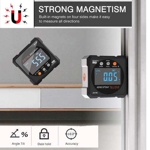 Four Side Magnets Electronic Protractor With Two- Sided laser Digital Angle Finder Level Laser Digital Protractor Inclinometer