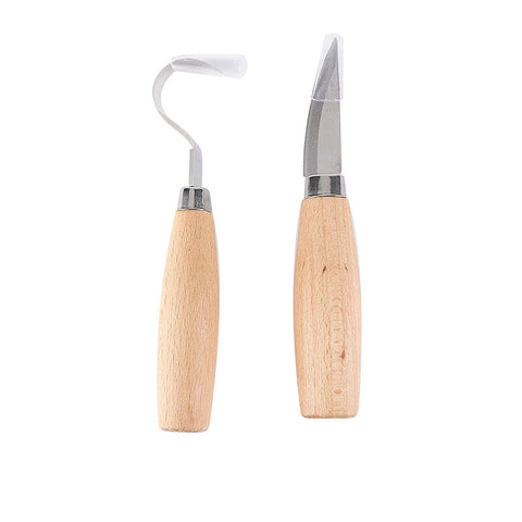 1pcs/2pcs New Stainless Steel Woodcarving Cutter Woodwork Sculptural DIY Wood Handle Spoon Carving Knife Woodcut Tools Kit