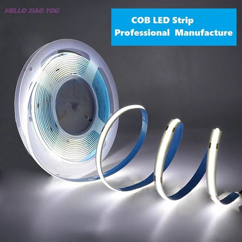 No Dark Spot, RA90 High Brightness/Density 5V/5m 12V/5m 24V/10m 220V/100m Waterproof COB LED Strip Light Flexible Light Belt