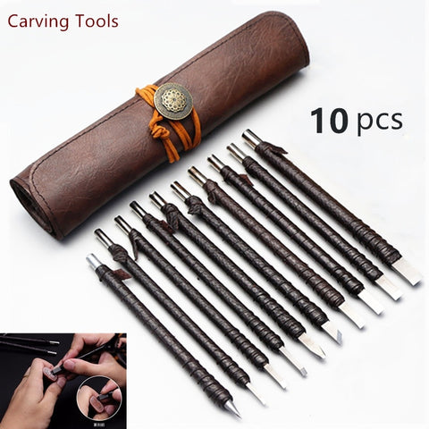 Professional 3/8/10Pcs Tungsten Steel Stone Carving Hand Tools Set Stone Carving Chisel Set Woodworking Carving Tool