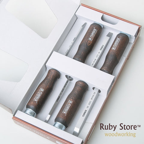 Set of 4pcs Mortise Chisels, Narex Model 8363 00, 4mm, 6mm, 10mm, 12mm, In a Paper  Box, Fine Woodworking