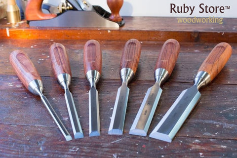 Chisel Set of 6pcs Qiangsheng Luban Woodworking Chisels in a Wooden Box(6-25MM) with Bonus Canvas Bag