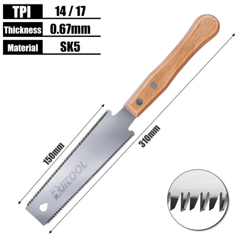 Japanese Pull Saw Double Sided Ryoba Saw 250mm SK5 3-Edge Teeth 0.6mm Flexible Blade for Wood Cutting